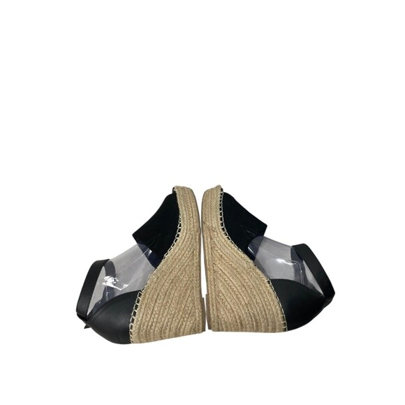 Steve Madden Heels Women's Size 9 Black Wedge Sandals Leather Jyia - Picture 7 of 10